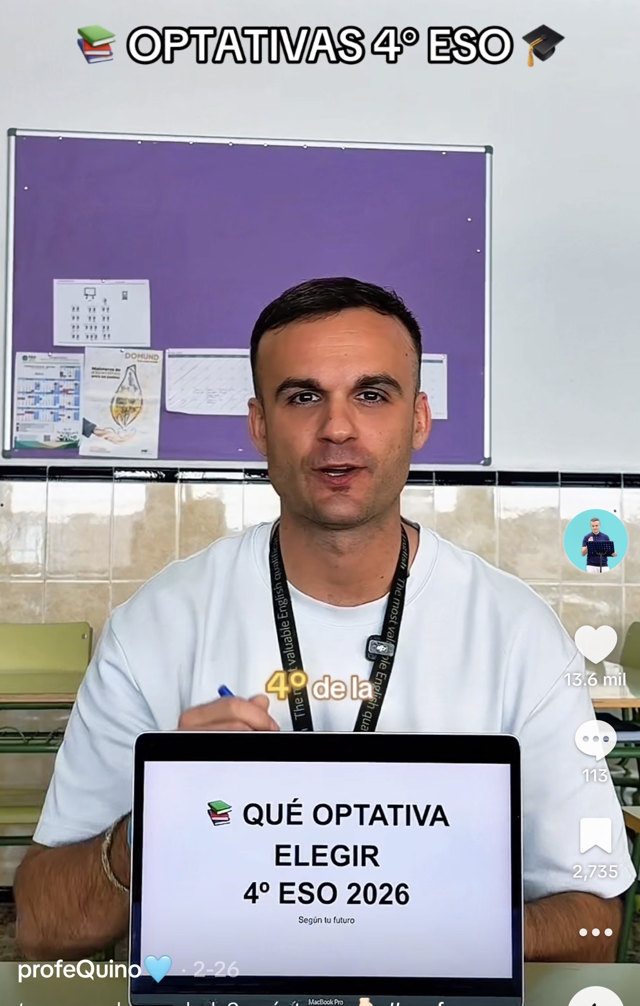 Quino explicando orientación educativa