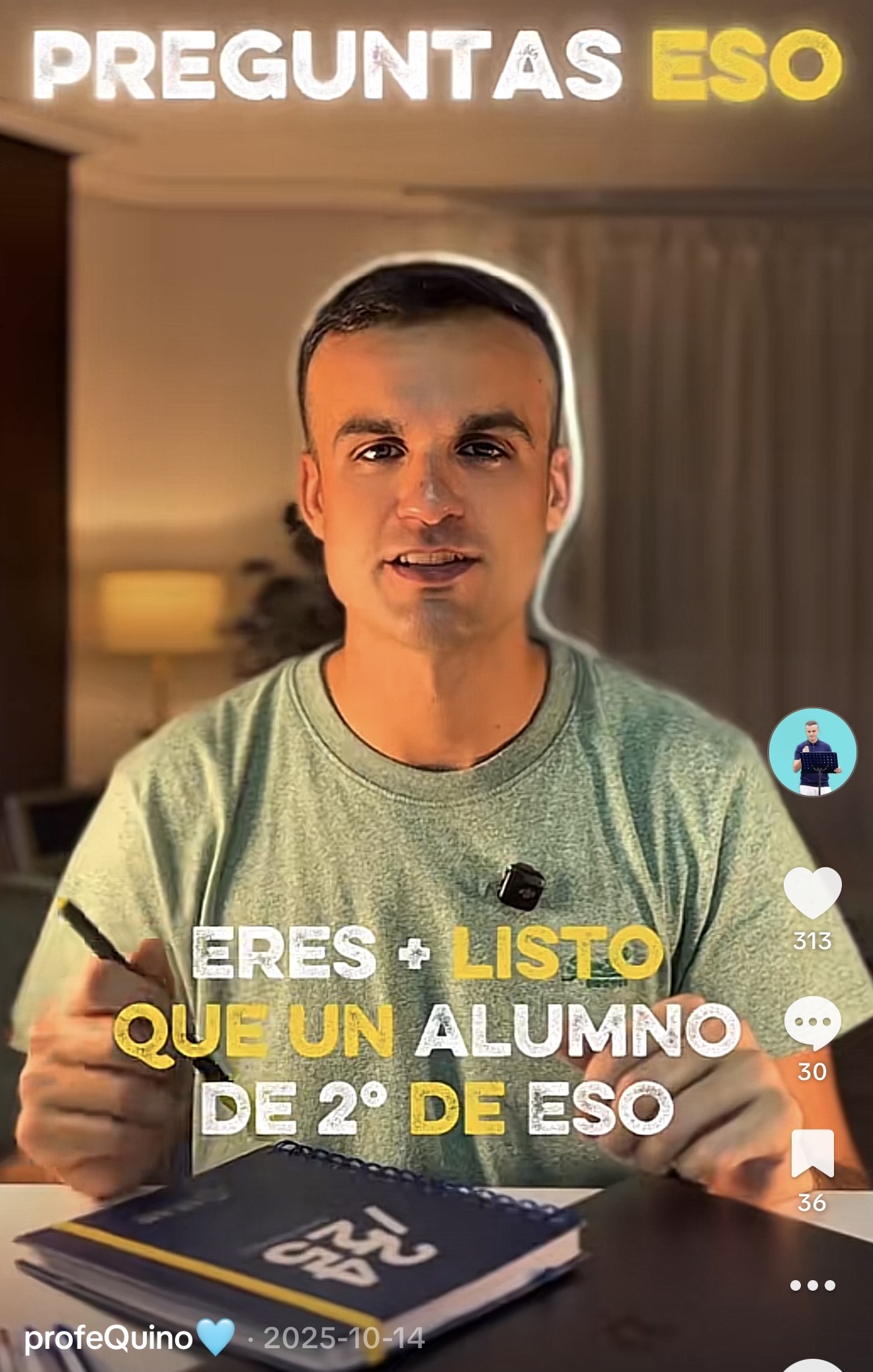 Quino respondiendo preguntas sobre la ESO